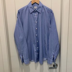 Armani Collezioni Blue with white pinstripes cotton casual shirt size 41/16/L.